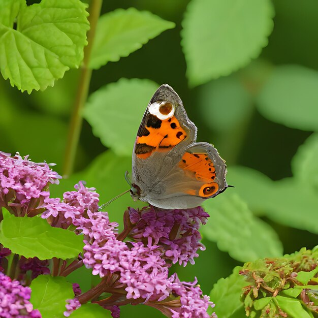 una mariposa se sienta en una flor púrpura en el jardín