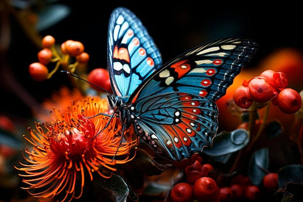 Mariposa sobre flor de naranja Mariposa sobre flor de naranja Mariposa sobre flor de naranja generativa ai