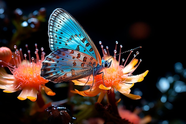 Mariposa sobre flor de naranja Mariposa sobre flor de naranja Mariposa sobre flor de naranja generativa ai