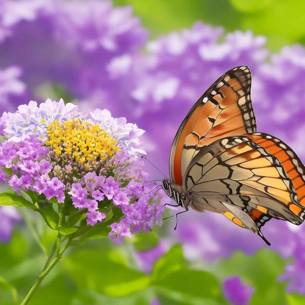 Una mariposa sobre flores generada por ai