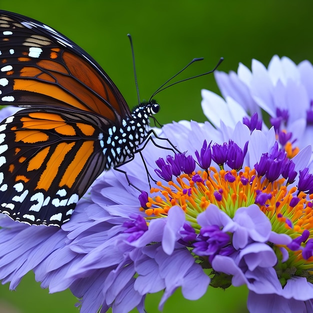 Una mariposa sobre flores generada por ai