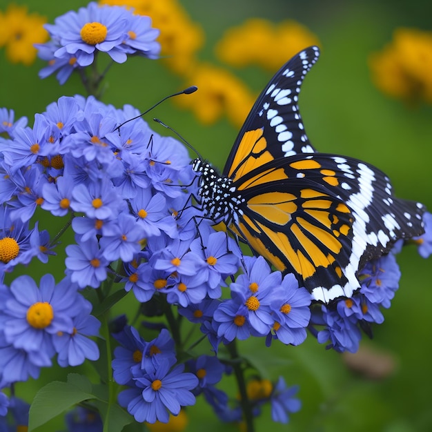 Una mariposa sobre flores generada por ai