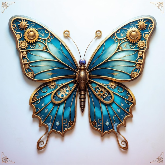 Mariposa Steampunk con engranajes y acentos metálicos