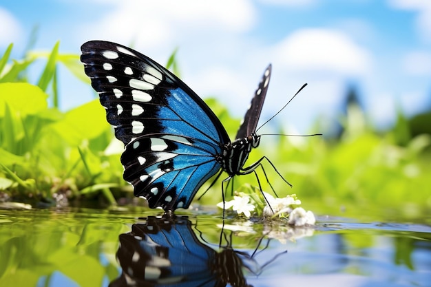 Mariposa tranquila en el borde de las aguas