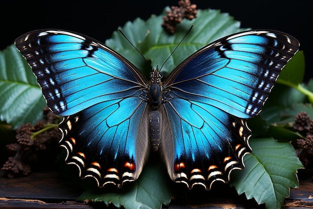 Foto mariposa tropical elegante con alas y antenas de colores aisladas sobre un fondo blanco