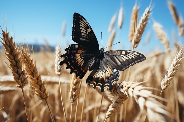 Mariposa vibrante en la naturaleza volando con elegancia entre las flores generadas