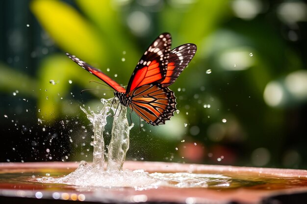 La mariposa en vuelo de cerca