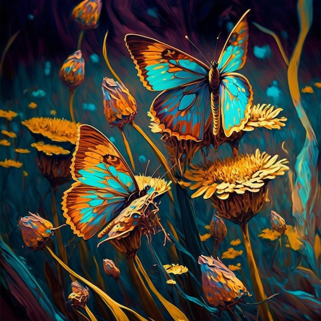 mariposas en un campo de flores