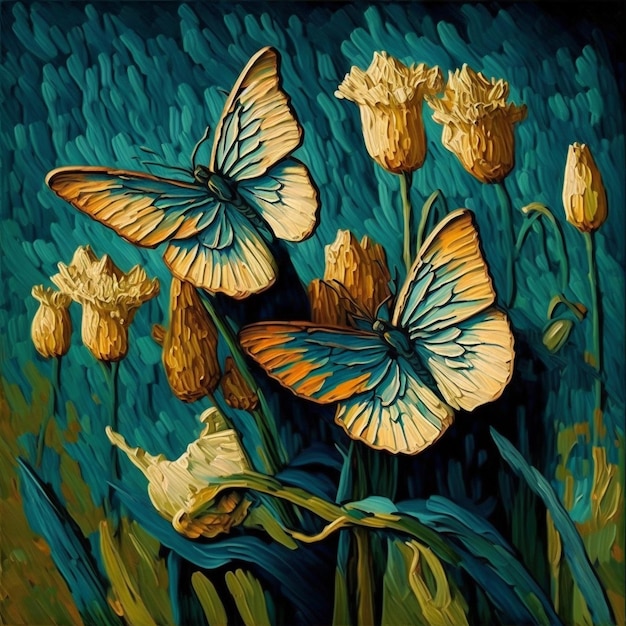 mariposas en un campo de flores