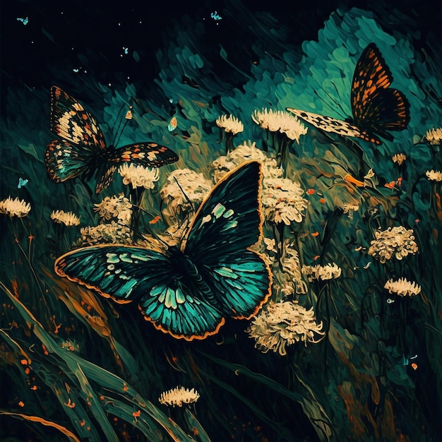 mariposas en un campo de flores