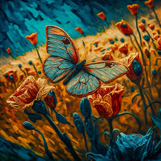 mariposas en un campo de flores