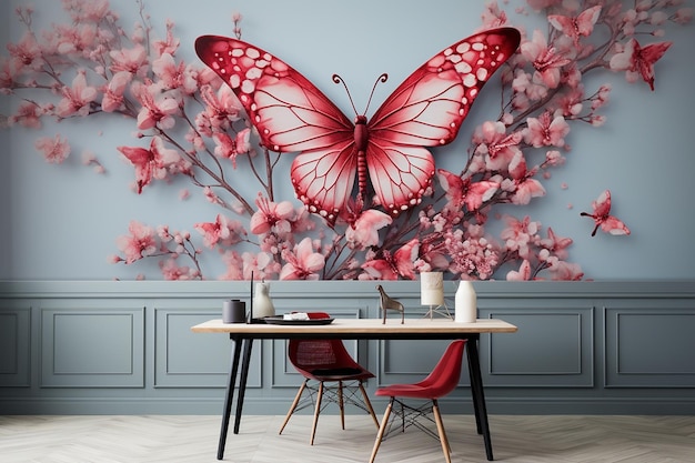 Las mariposas y las cerezas en primavera
