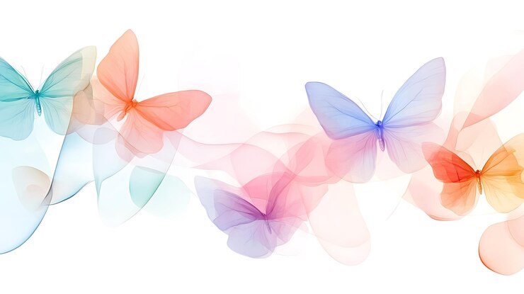 Las mariposas coloridas en un suave estilo de acuarela crean una atmósfera de ensueño