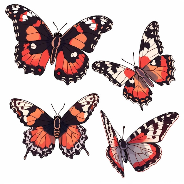 mariposas con diferentes colores y patrones en sus alas generativa ai