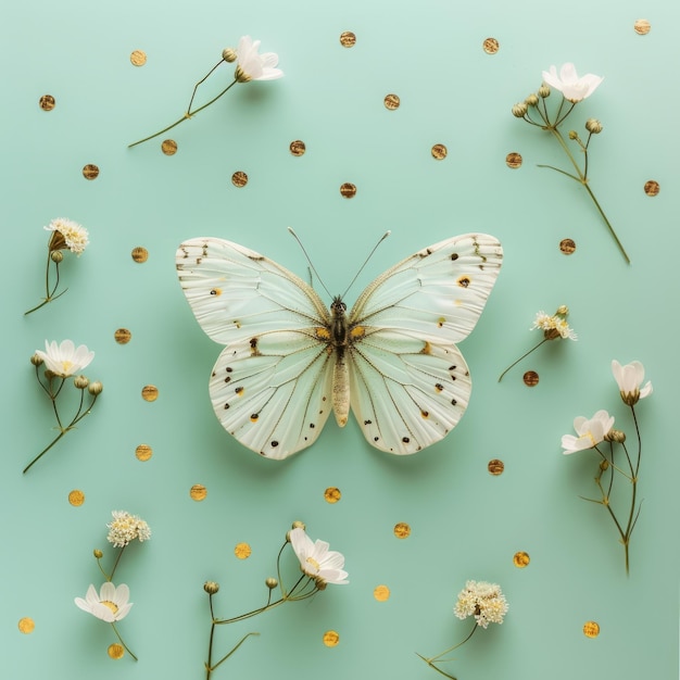 mariposas con flores fondo decorativo