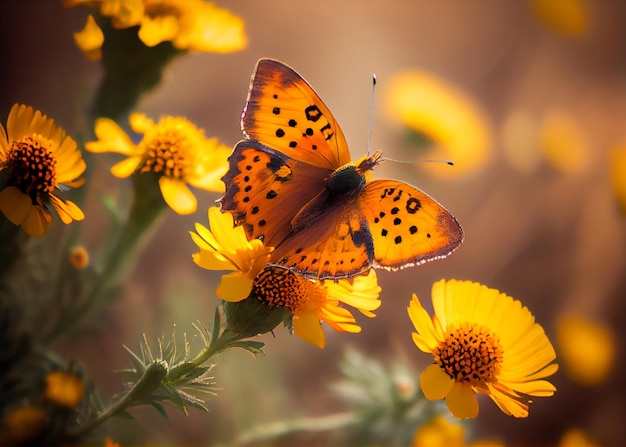 Mariposas y flores en el jardín ubicado Generado por IA