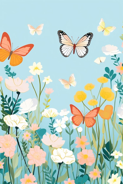 mariposas en la ilustración del jardín