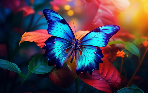 Las mariposas multicolores vuelan entre la vibrante belleza de la naturaleza