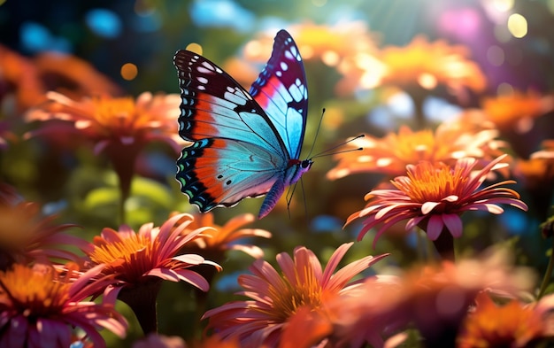 Foto las mariposas multicolores vuelan entre la vibrante belleza de la naturaleza