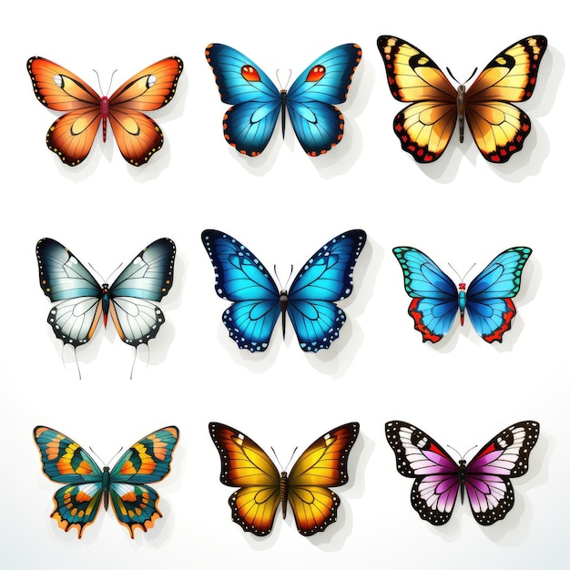 mariposas sobre fondo blanco