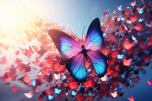 Las mariposas vibrantes crean un enjambre en forma de corazón o 00118 01