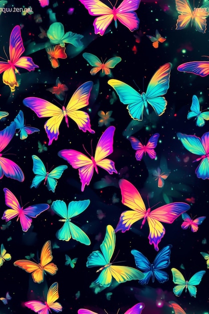 las mariposas vuelan en el aire con colores brillantes ai generativo