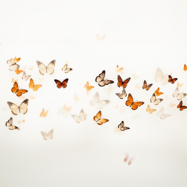 Foto las mariposas vuelan de diferentes formas y colores en el estilo del panorama borroso de movimiento