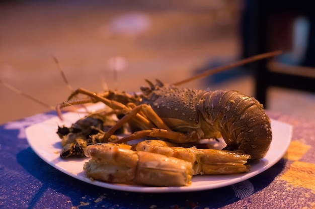 Mariscos exóticos en el restaurante.