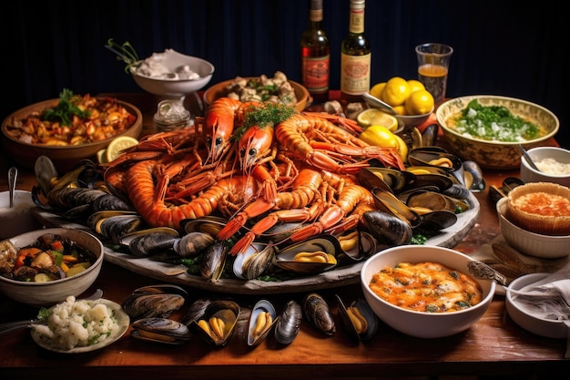 Mariscos frescos para la receta perfecta de la paella