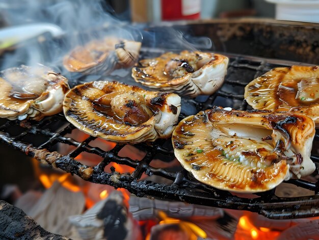 Mariscos de la isla de Jeju, pescado fresco, abollón a la parrilla, especialidad local.