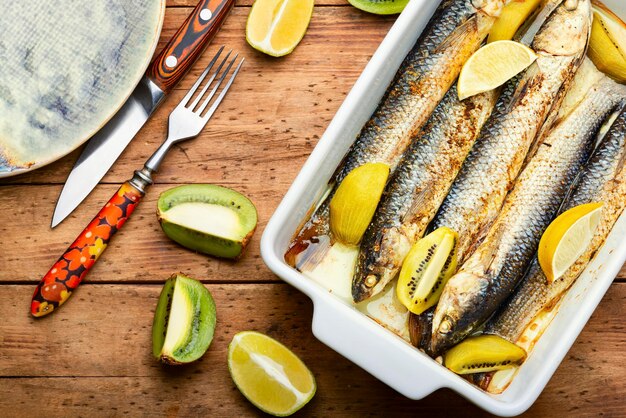 Mariscos pelengas de pescado al horno