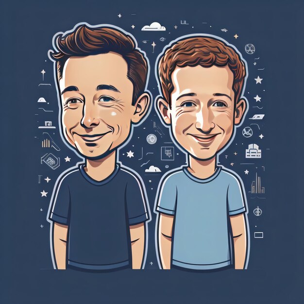 Mark Zuckerberg e Elon Musk arte vetorial