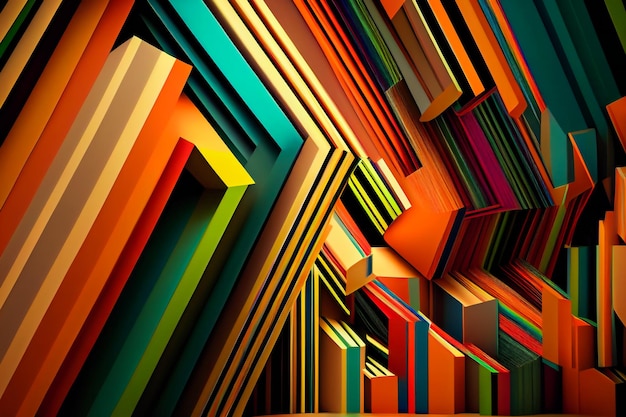 Markante geometrische Farben und tiefe Linien Lebendiger bunter abstrakter Hintergrund Generative KI