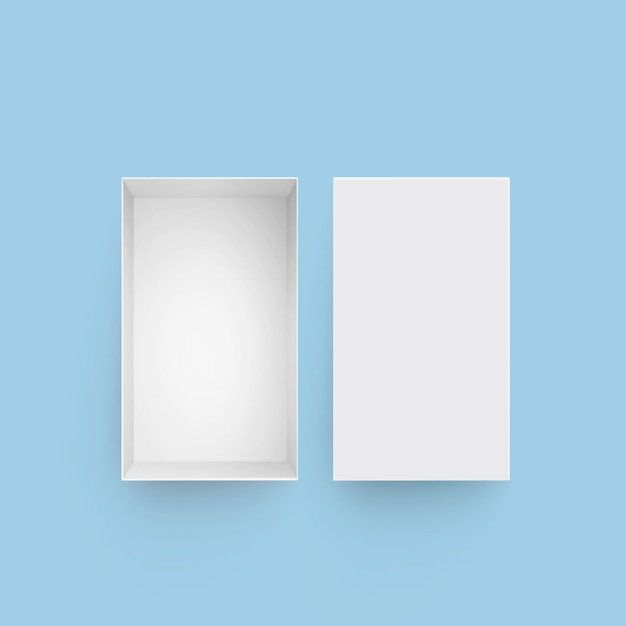 Markenkartons auf beige-blauem Hintergrund