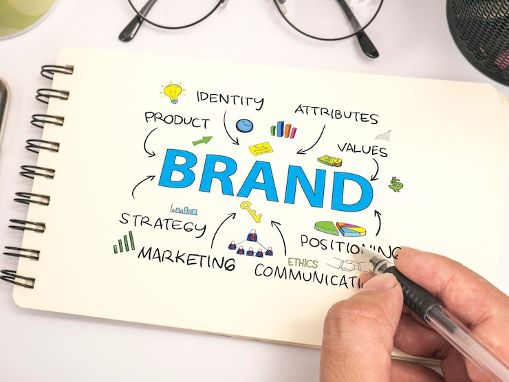 Foto markenmarketing-wörter typographie-konzept