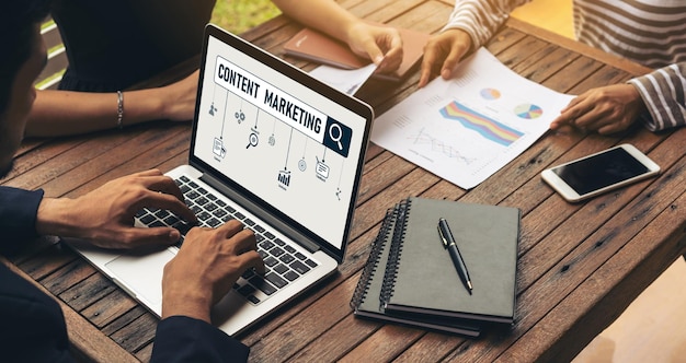 Marketing de contenidos para una moderna estrategia de marketing de comercio electrónico y negocios en línea