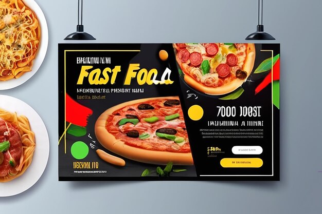 Marketing de negócios de restaurantes de fast food postagem em mídias sociais ou projeto de modelo de banner na web