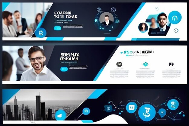 Foto marketing digital negócio mídia social banner template design negócio corporativo rede social linha de tempo página de capa apresentação