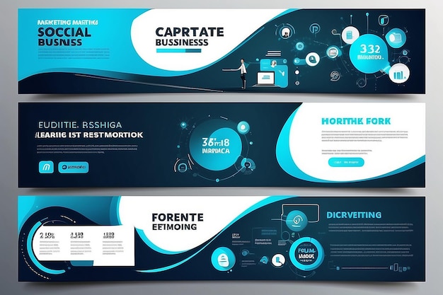 Marketing digital negócio mídia social banner template design negócio corporativo rede social linha de tempo página de capa apresentação