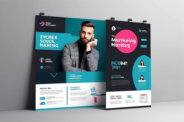 Foto marketing digital social media post template agência de marketing digital square flyer template