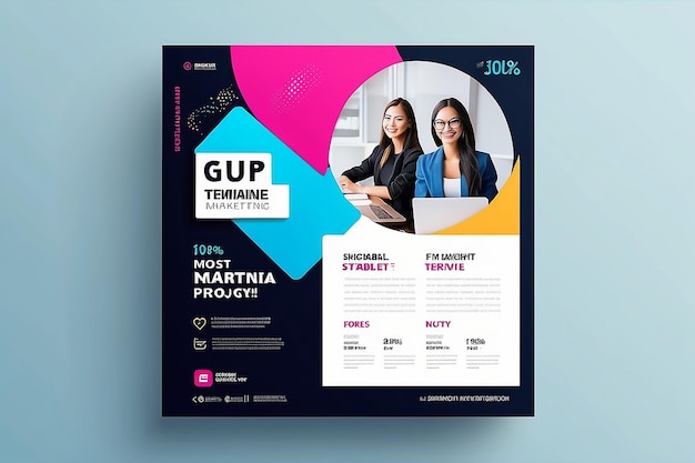 Marketing Digital Social Media Post Template Agência de marketing digital Square Flyer Template