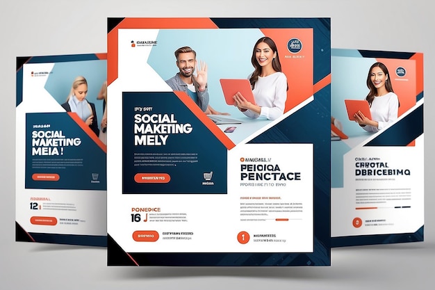 Marketing Digital Social Media Post Template Agência de marketing digital Square Flyer Template