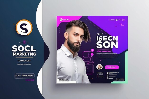 Foto marketing digital social media post template agência de marketing digital square flyer template