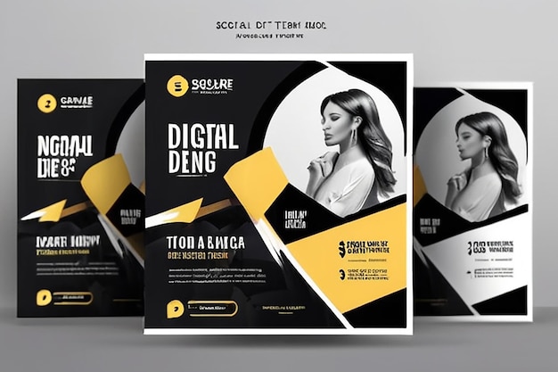 Foto marketing digital social media post template agência de marketing digital square flyer template