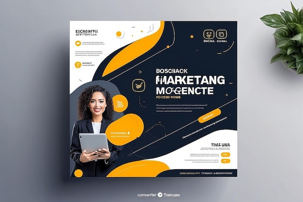 Marketing Digital Social Media Post Template Agência de marketing digital Square Flyer Template