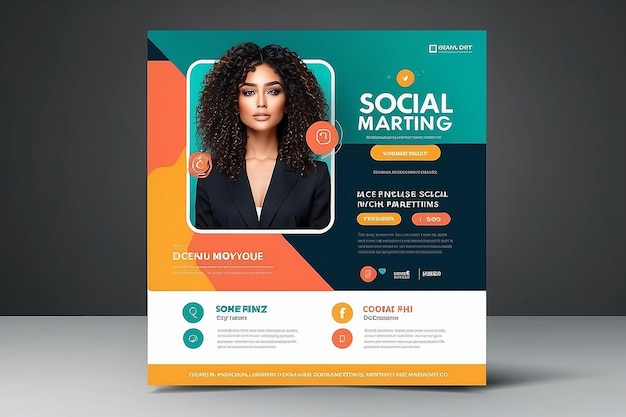 Marketing Digital Social Media Post Template Agência de marketing digital Square Flyer Template