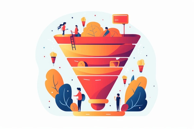 Foto marketing funnel em branco no estilo de desenho animado ai gerado