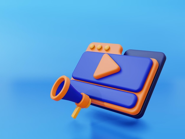 marketing de ilustración 3d con contenido de video perfecto para ilustración o fondo