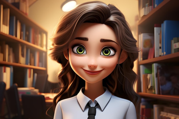 Marketing Manager Pixar Stil render Mädchen