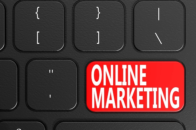 Marketing online no teclado preto